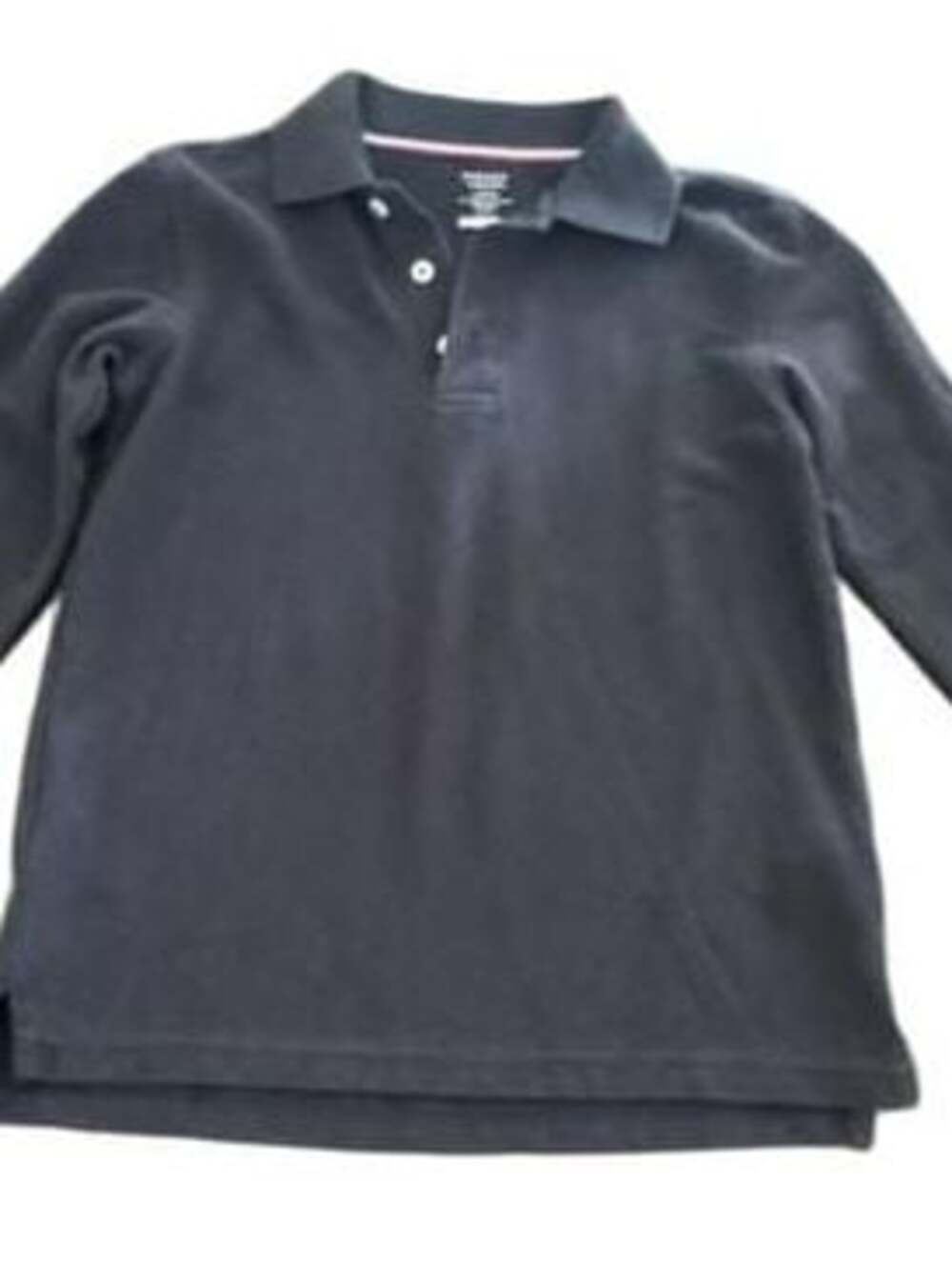 French Toast Boys Uniform Long Sleeve Pique Polo Shirt Navy Blue Size L 10/12